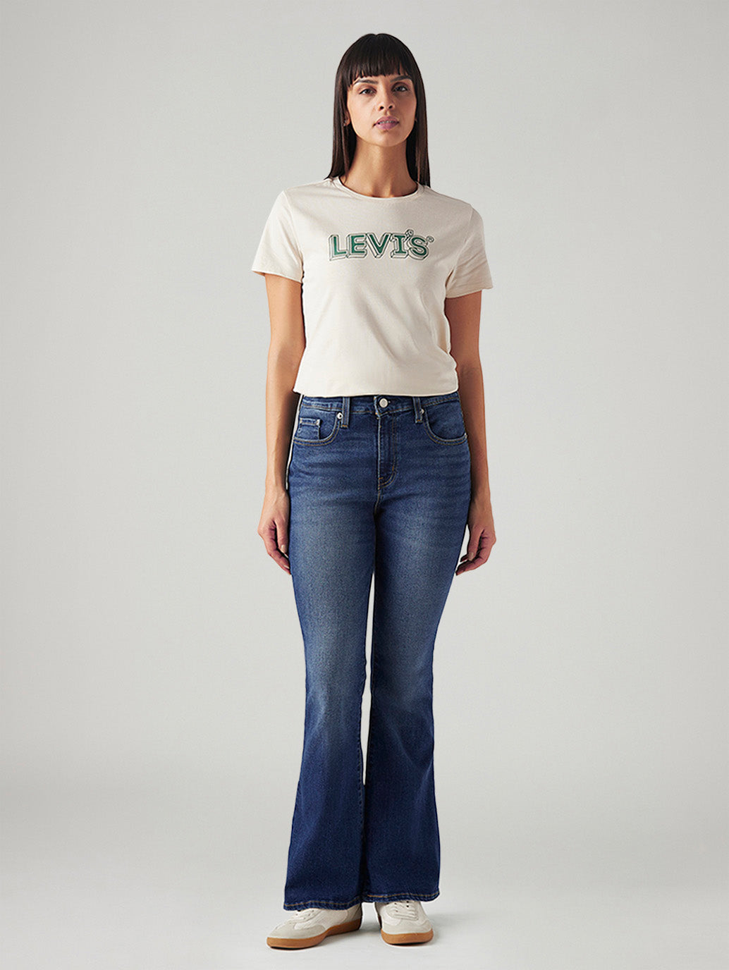 Women's 726 Med Indigo Flared Fit High Rise Jeans - Front View