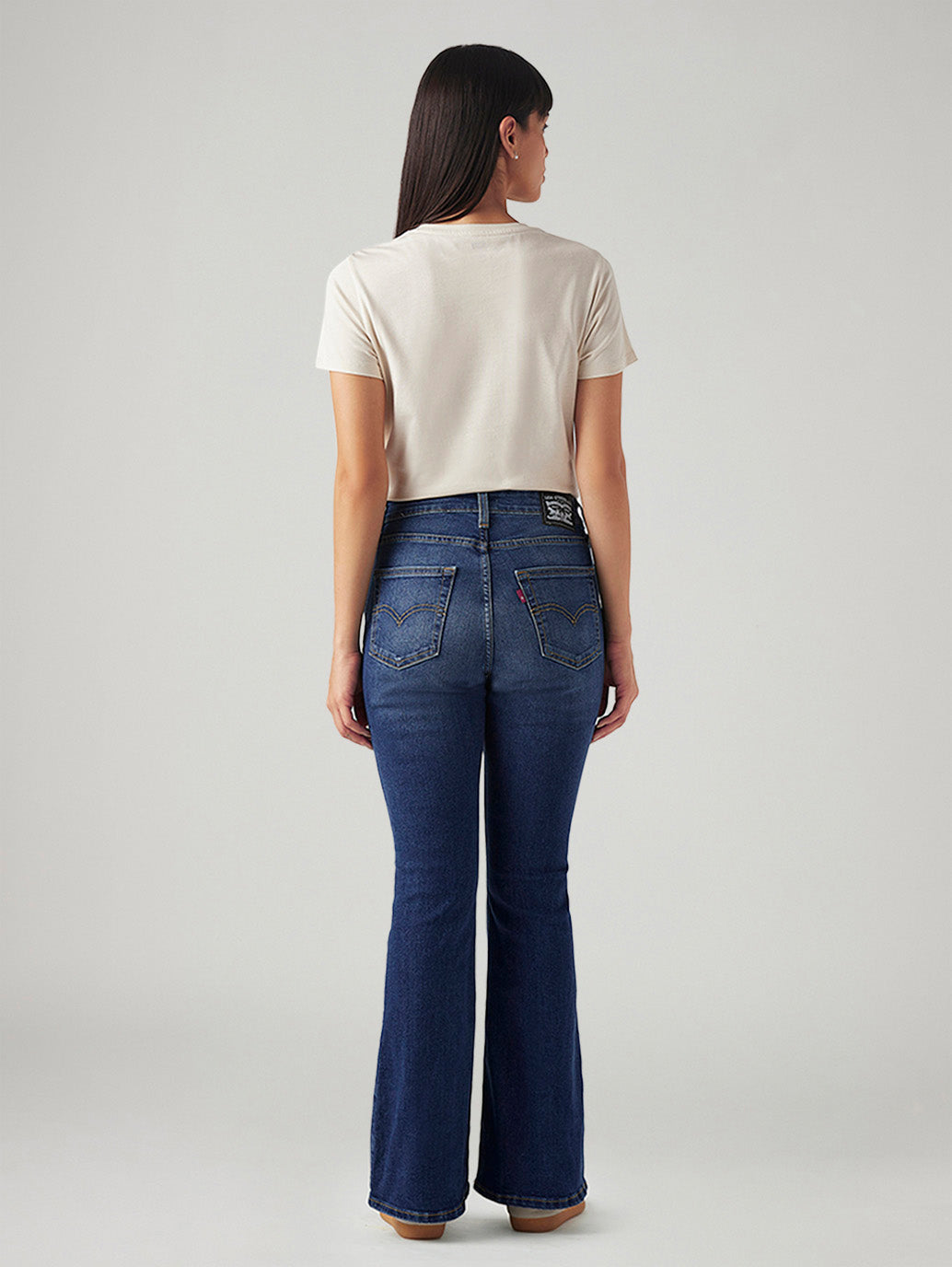 Women's 726 Med Indigo Flared Fit High Rise Jeans - Back View