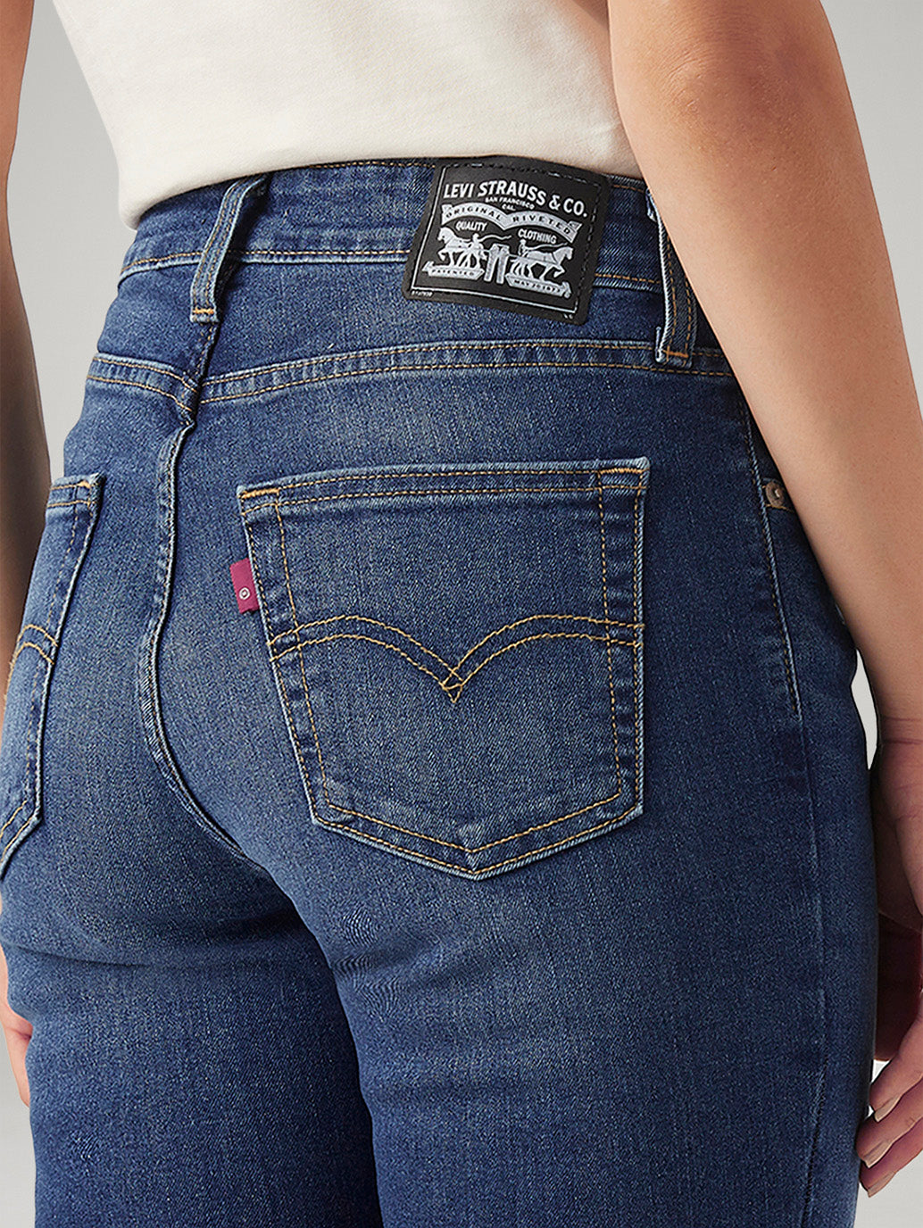 Women's 726 Med Indigo Flared Fit High Rise Jeans - Detail View