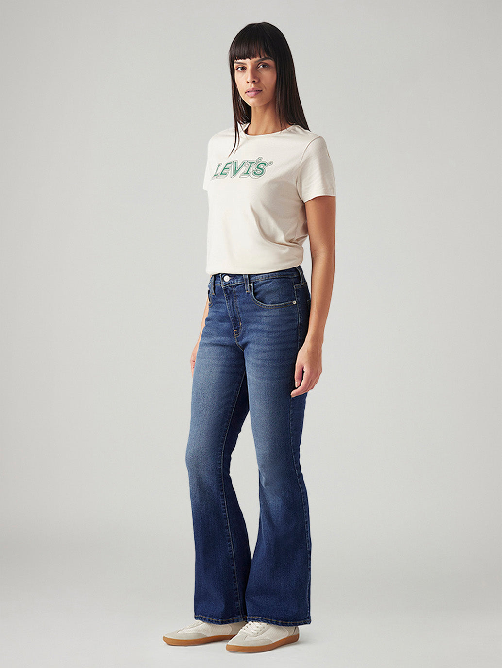 Women's 726 Med Indigo Flared Fit High Rise Jeans - Side View