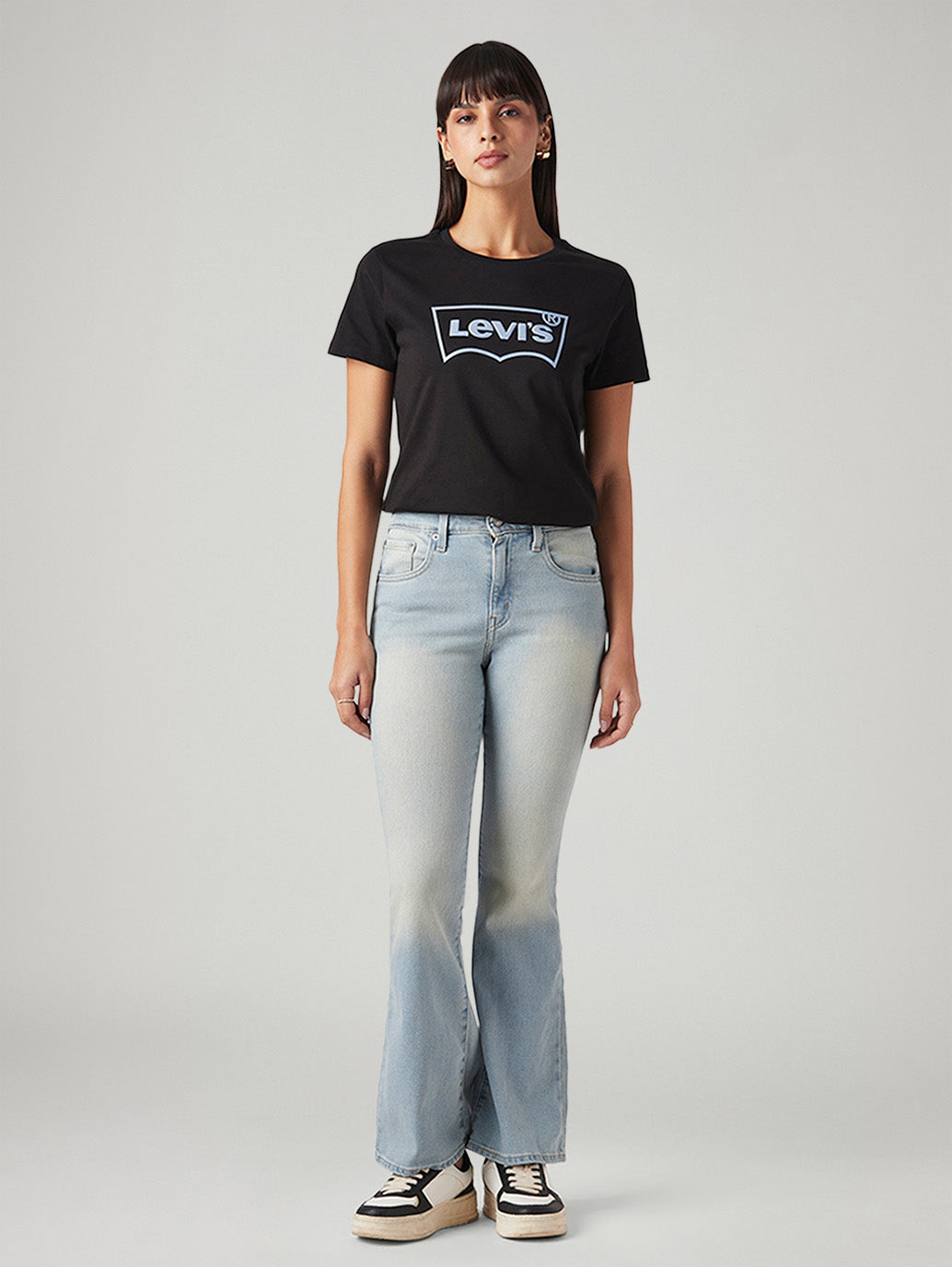 Women's 726 Light Blue Flared Fit High Rise Jeans - Front View