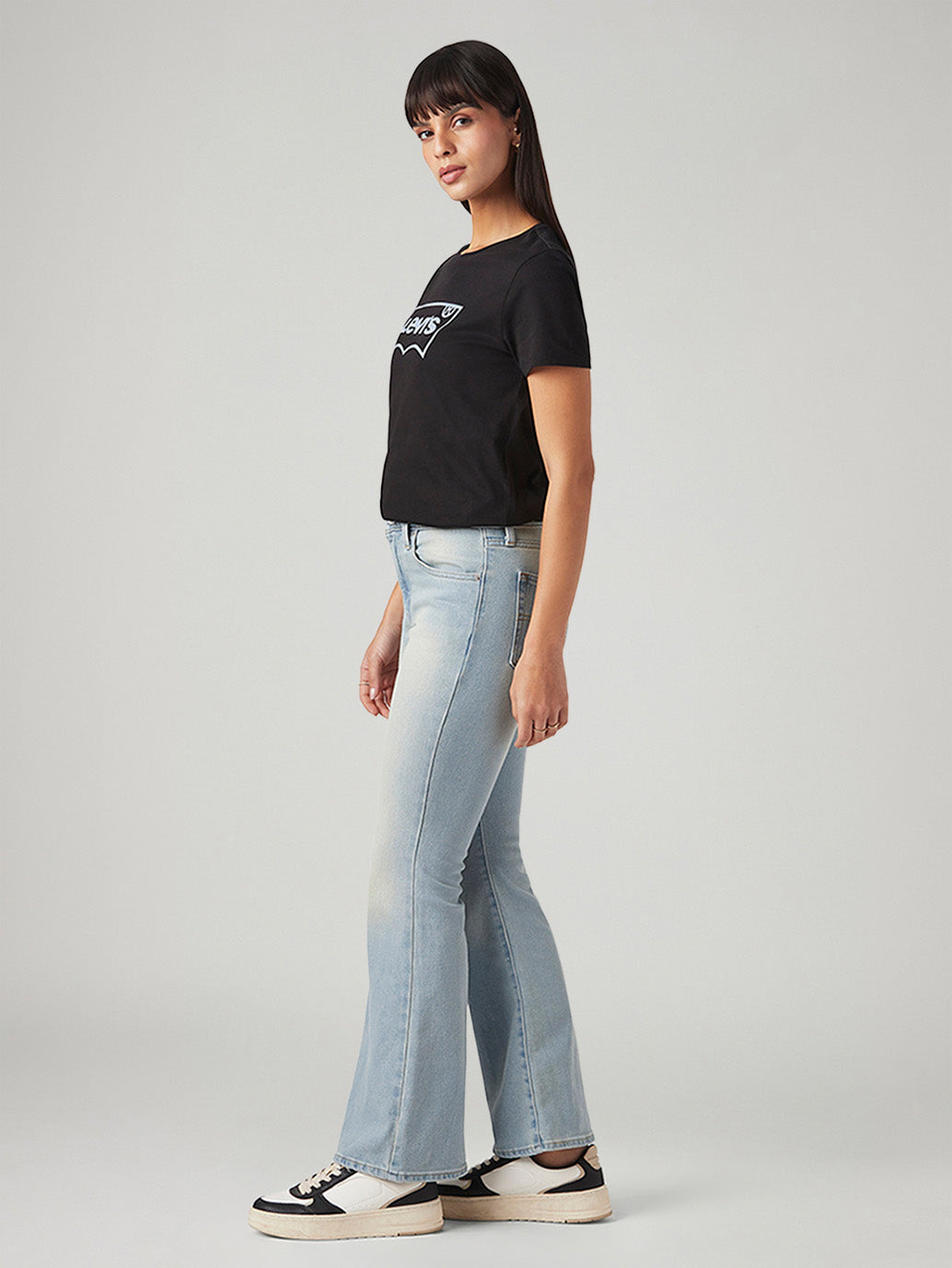Women's 726 Light Blue Flared Fit High Rise Jeans - Side View