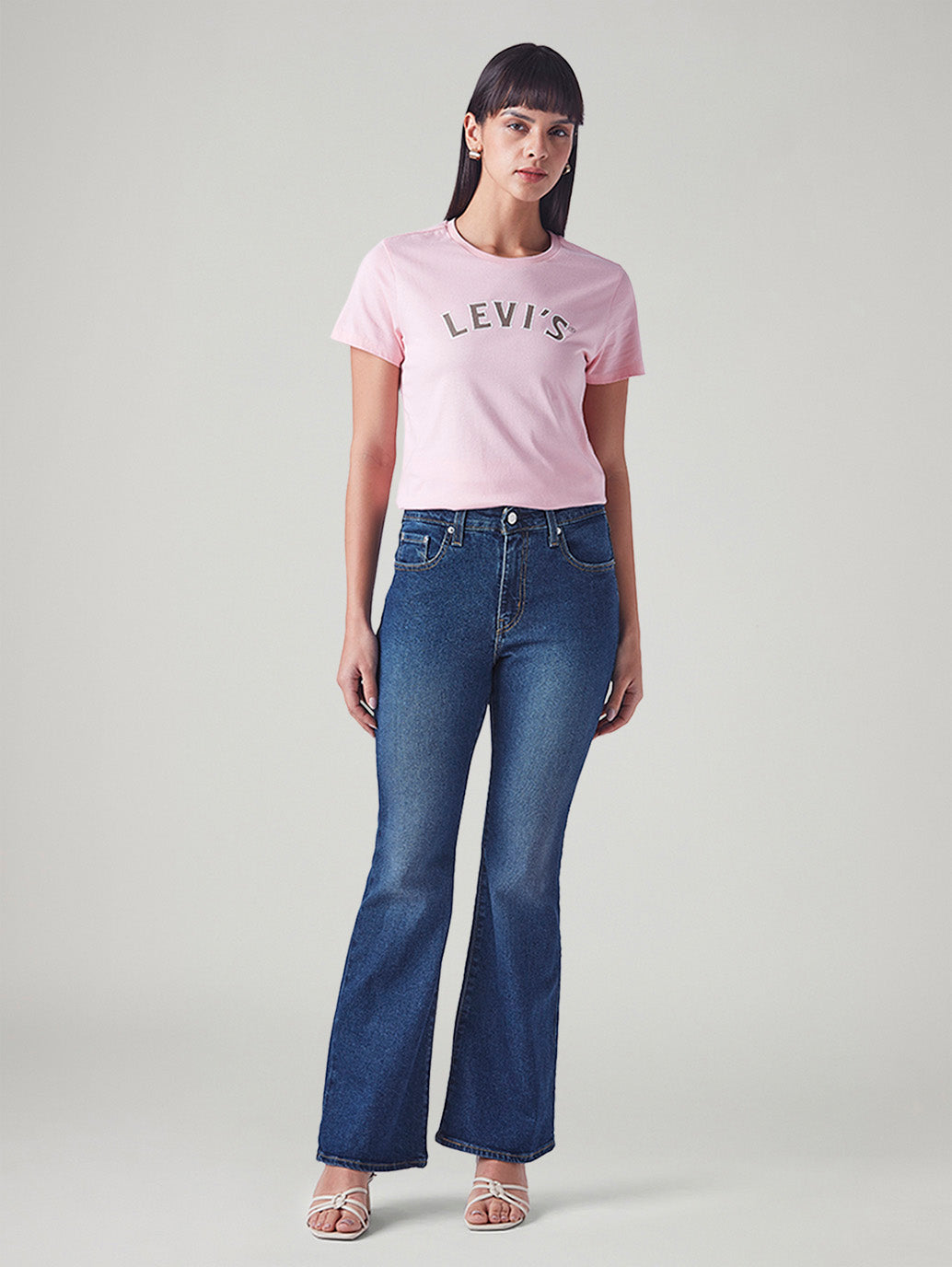 Women's 726 Blue Flared Fit High Rise Jeans - Front View