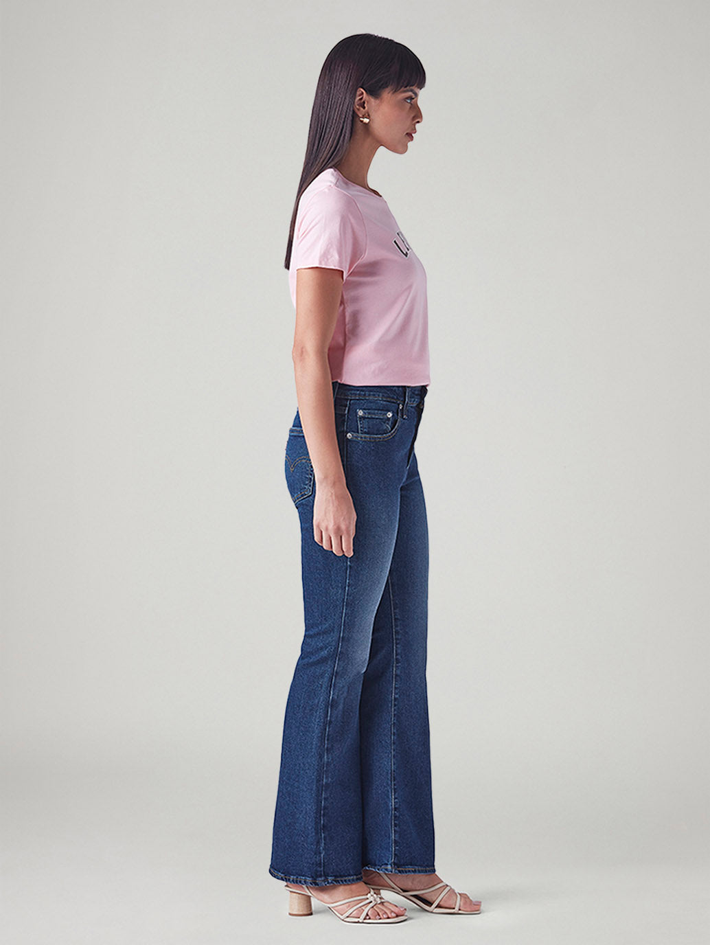 Women's 726 Blue Flared Fit High Rise Jeans - Side View