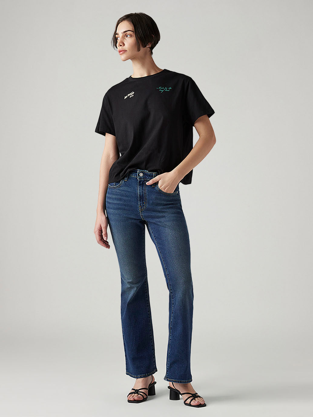 Women's 726 Blue Flared Fit High Rise Tinted Jeans