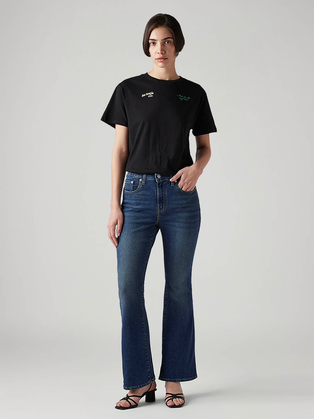 Women's 726 Blue Flared Fit High Rise Tinted Jeans - Front View