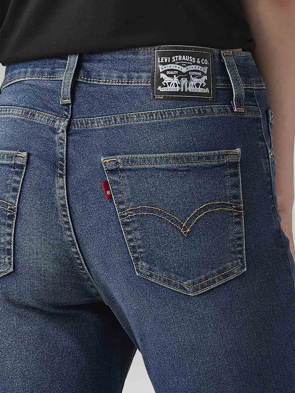 Women's 726 Blue Flared Fit High Rise Tinted Jeans - Detail View