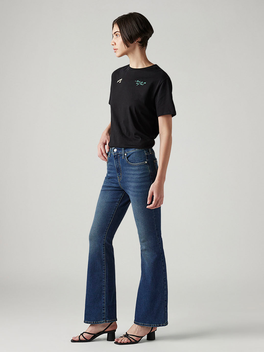 Women's 726 Blue Flared Fit High Rise Tinted Jeans - Side View