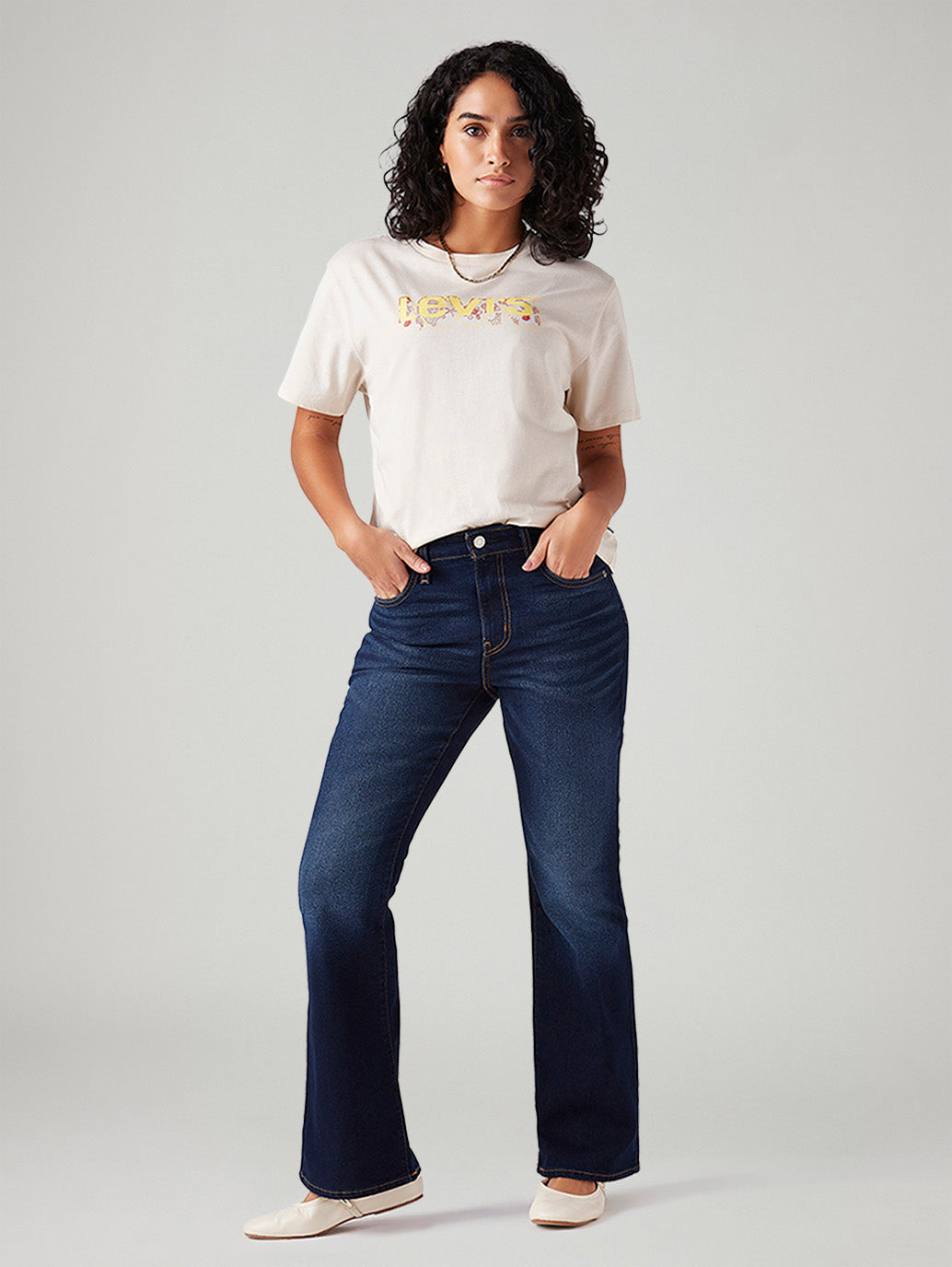 Women's 726 Dark Blue Flared Fit High Rise Jeans