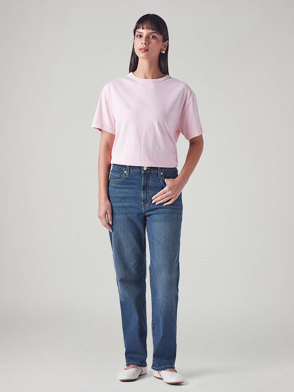 Women's 726 Blue Flared Fit High Rise Jeans - Front View