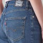 Women's 726 Blue Flared Fit High Rise Jeans - Detail View