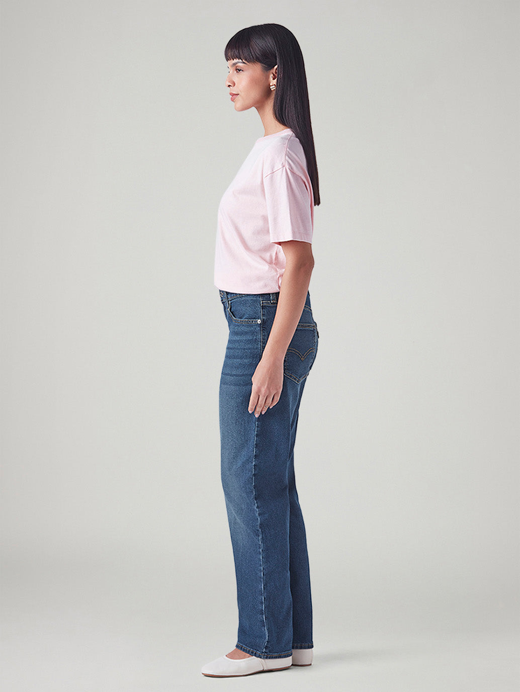 Women's 726 Blue Flared Fit High Rise Jeans - Side View