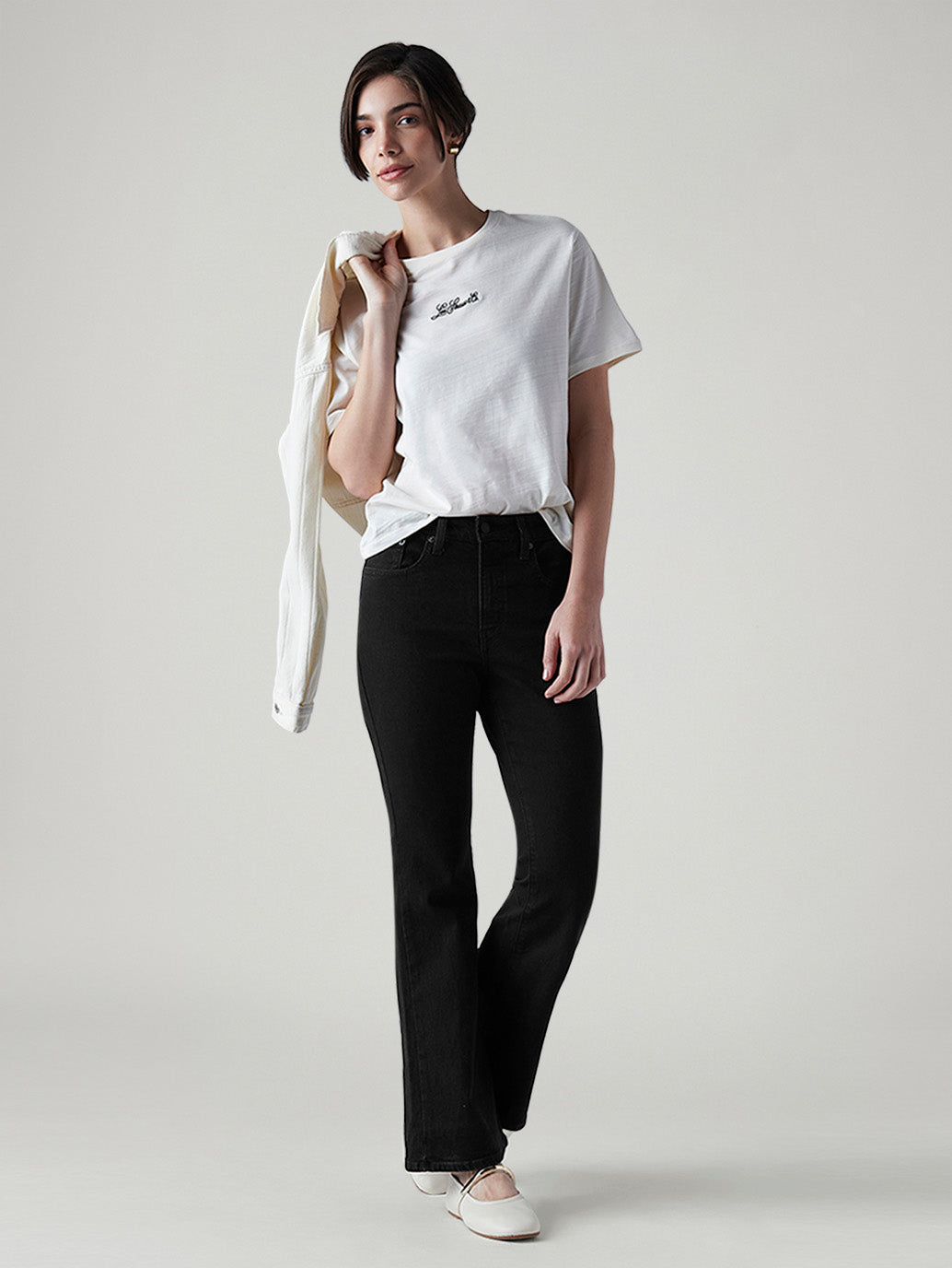Women's 726 Black Flared Fit High Rise Jeans