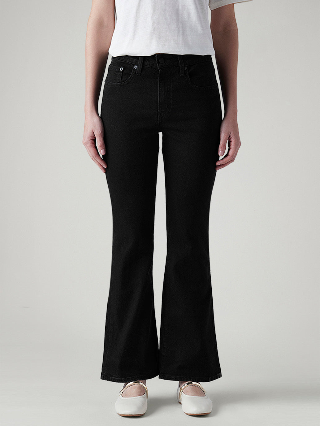 Women's 726 Black Flared Fit High Rise Jeans - Front View