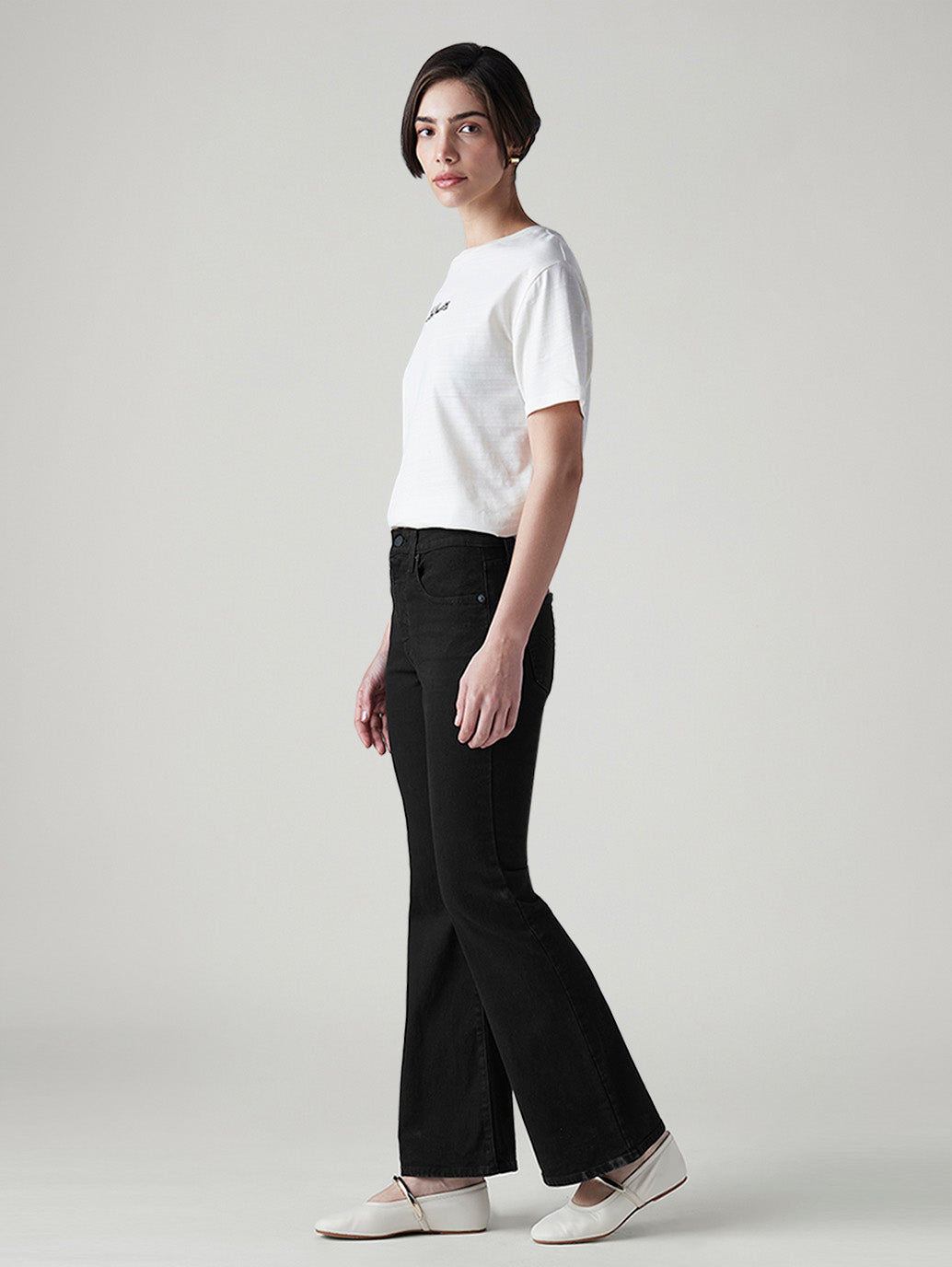 Women's 726 Black Flared Fit High Rise Jeans - Side View