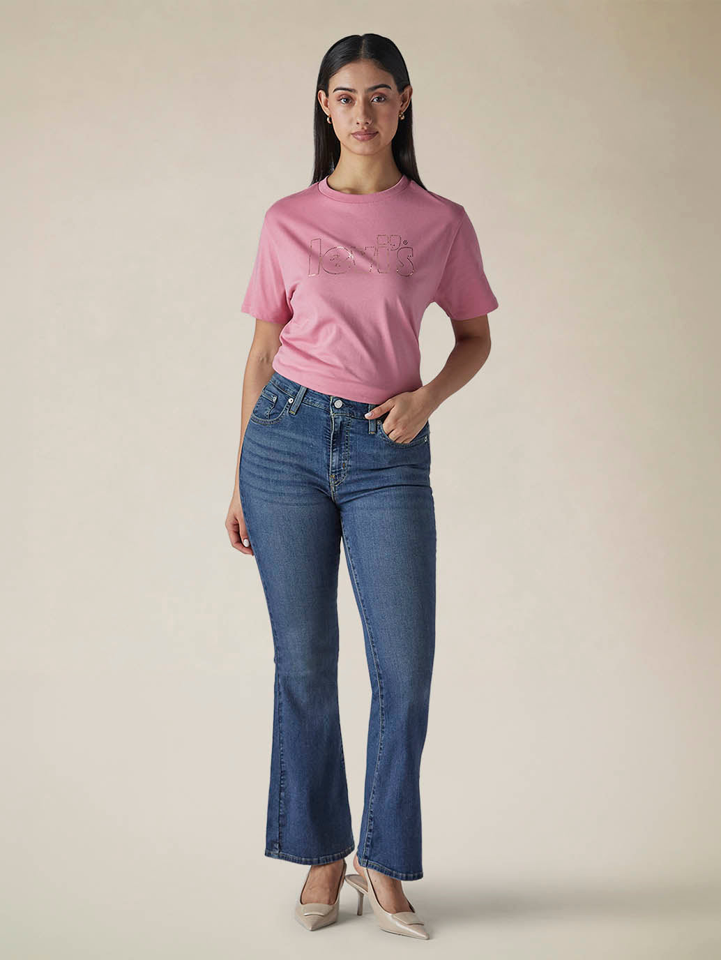Womens 726 High Rise Flared Fit Cotton Stretch blend Jeans