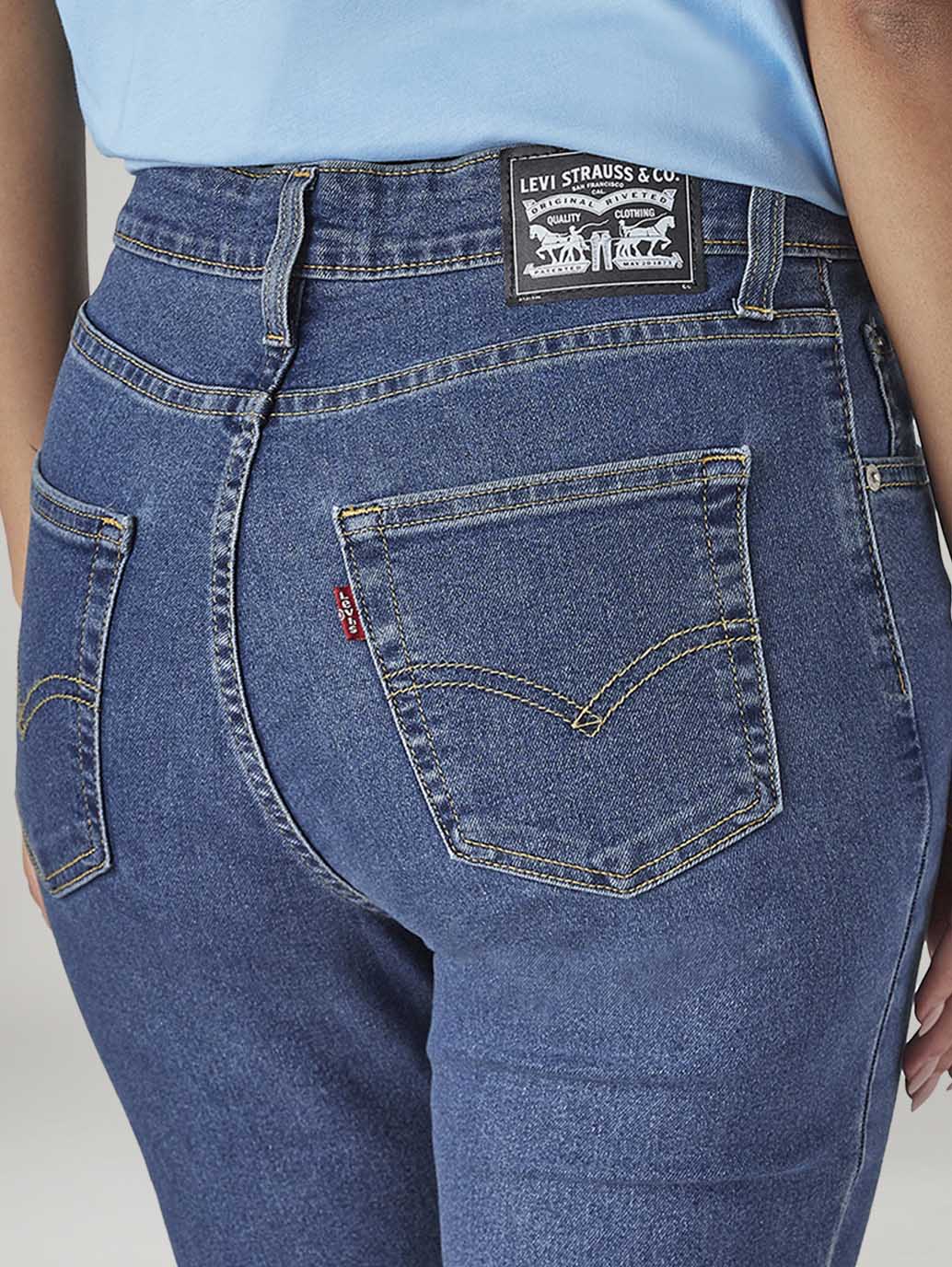 Women's 726 Blue Flared Fit High Rise Jeans - Detail View