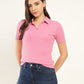 Women's Solid Slim Fit Polo T-Shirt - Styleshot View