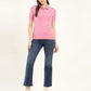 Women's Solid Slim Fit Polo T-Shirt - ModelFront View