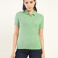 Women's Solid Slim Fit Polo T-Shirt - Front View