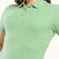 Women's Solid Slim Fit Polo T-Shirt - Detail View