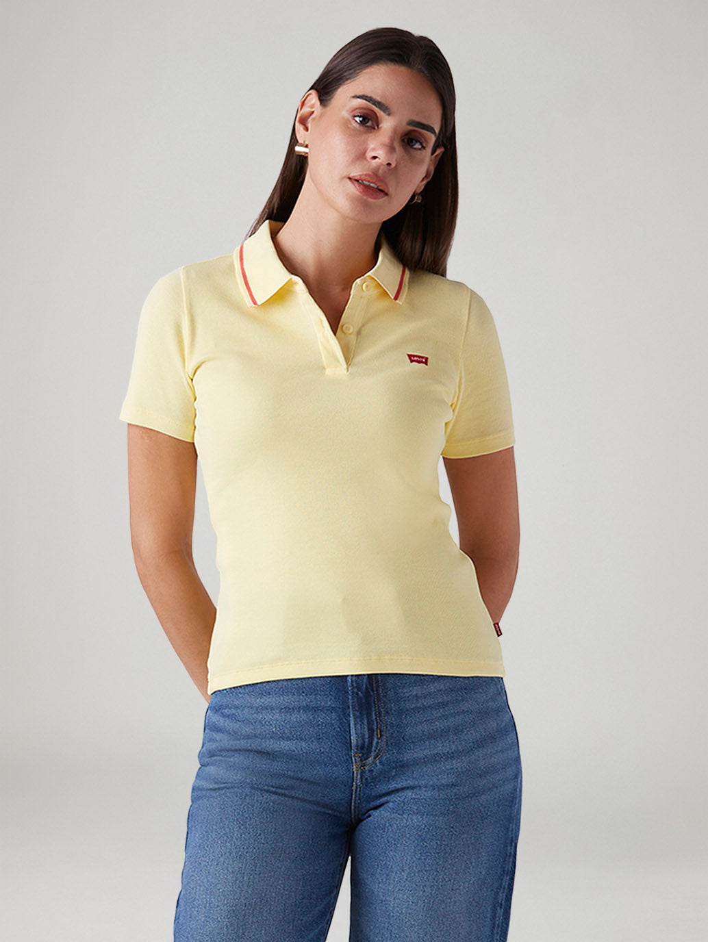 Women's Solid Yellow Slim Fit Polo Ribbed T-shirt - 0f95a9f6-fb46-45d4-8506-14ab3f35a805 View
