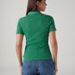 Women's Solid Green Slim Fit Polo Ribbed T-shirt - 0011050a-4689-4224-9440-6ac76b9ce293 View