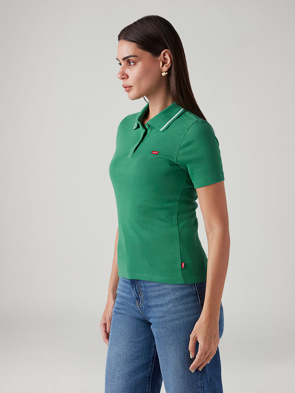 Women's Solid Green Slim Fit Polo Ribbed T-shirt - 75c58f09-510f-4c82-b2eb-72a38002fbcd View