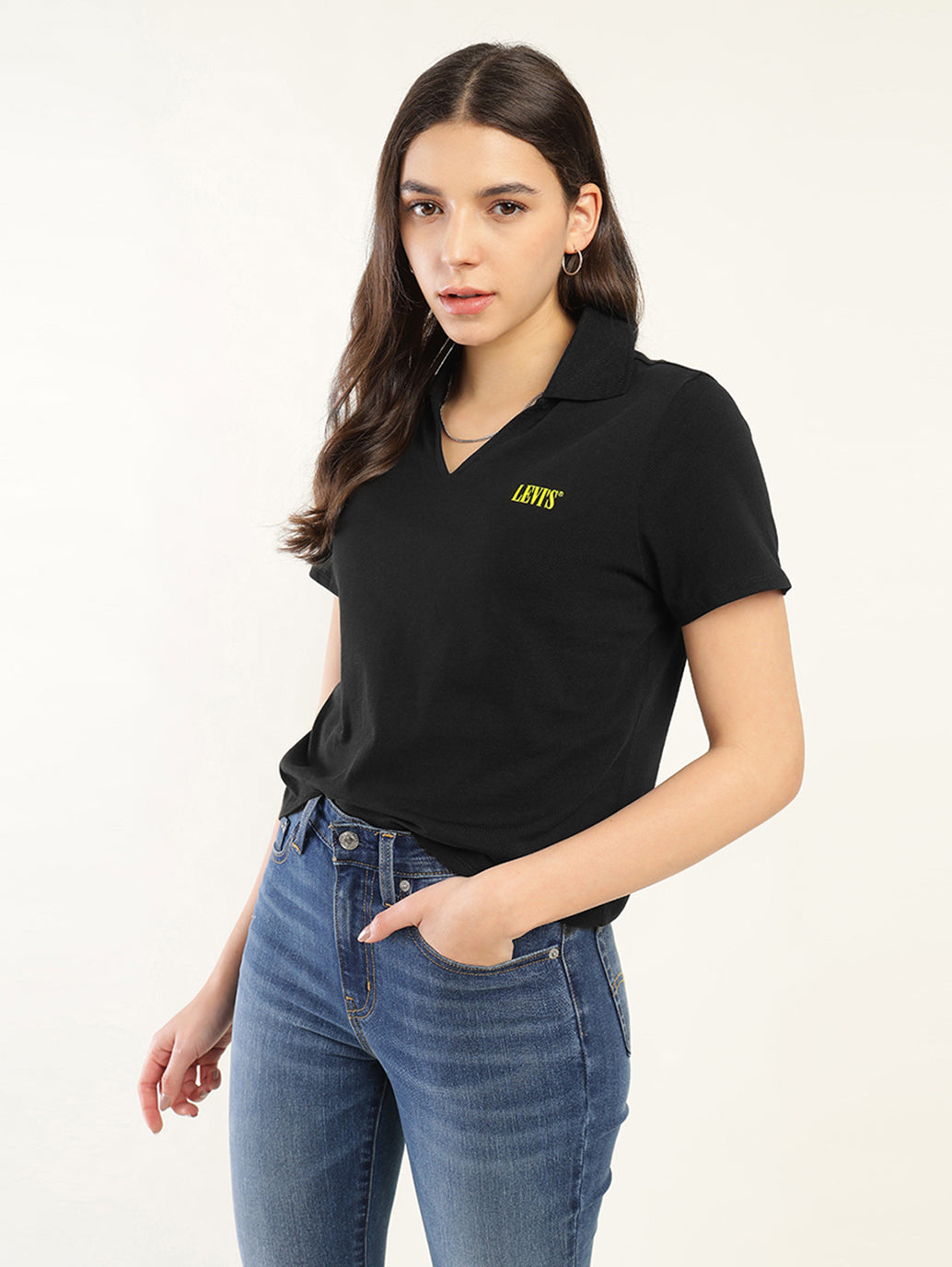 Women's Solid Polo T-Shirt - Styleshot View