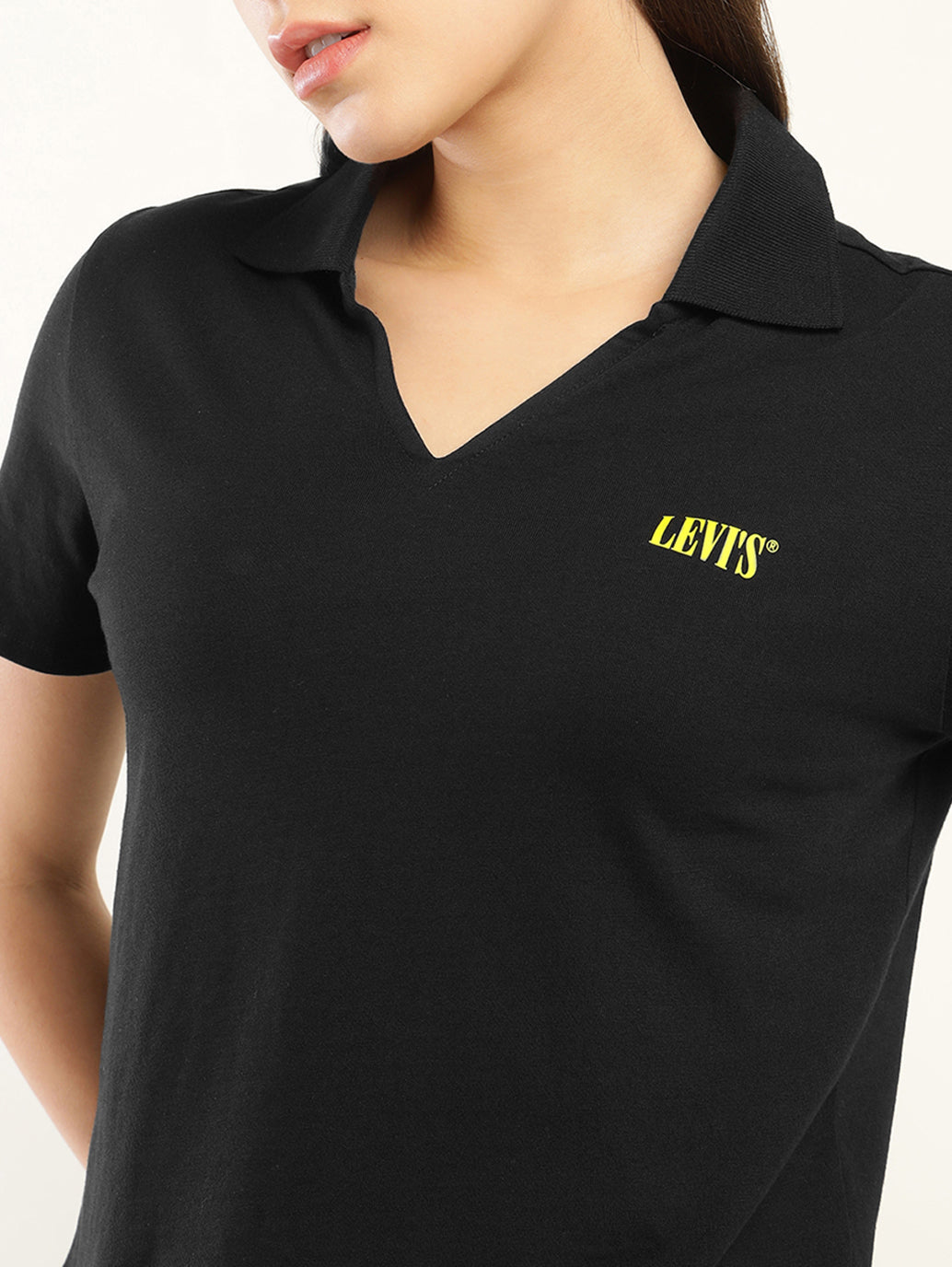 Women's Solid Polo T-Shirt - Detail View