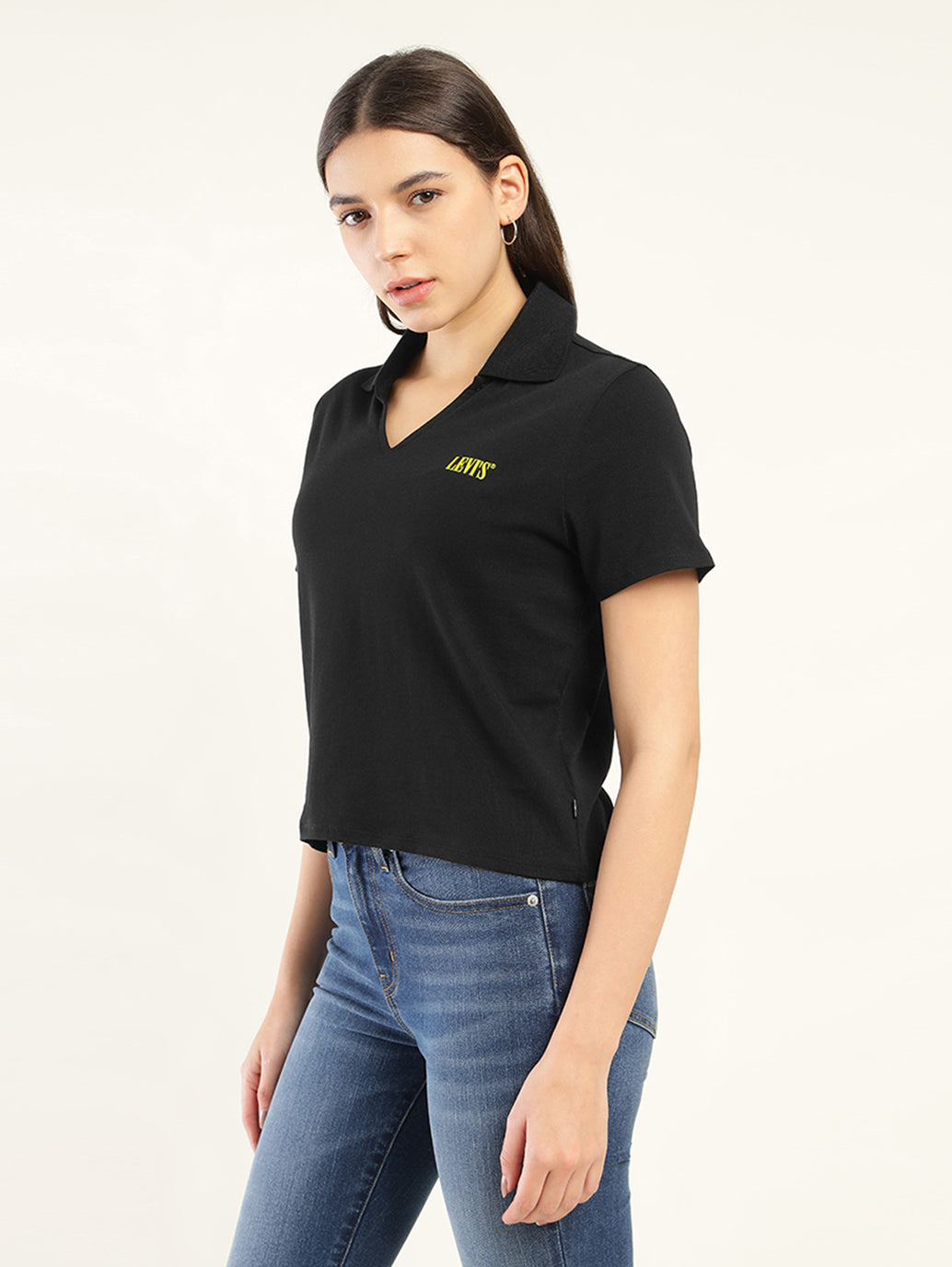 Women's Solid Polo T-Shirt - Side View