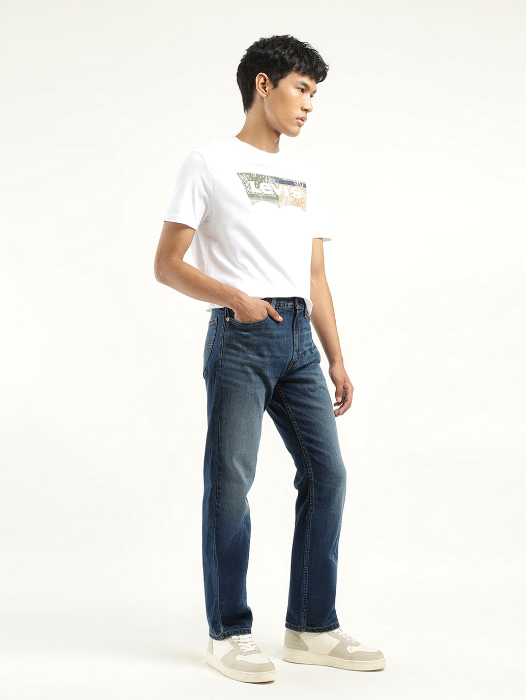 Men's 513 Indigo Slim Straight Fit Mid Rise Jeans - Side View