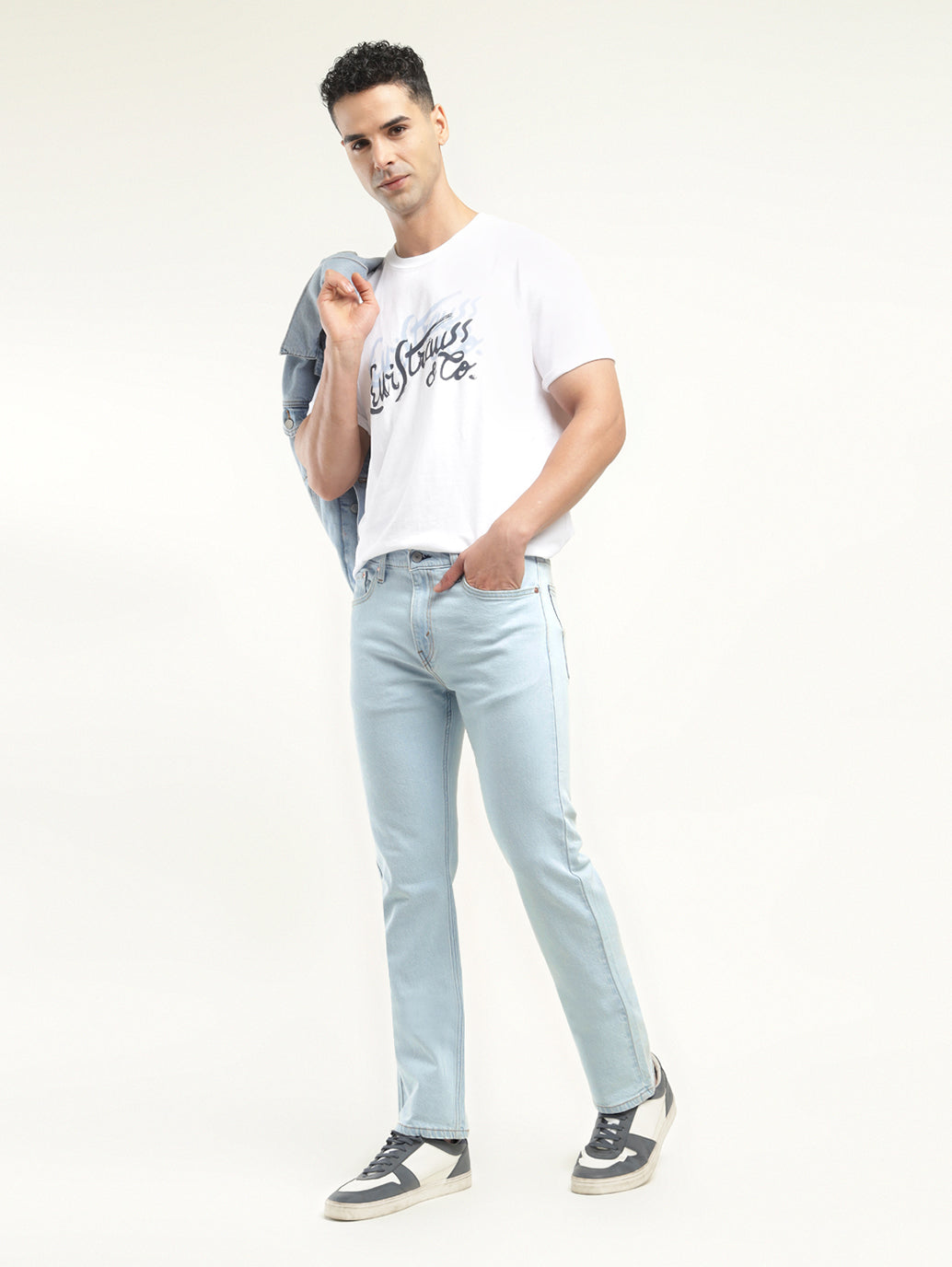 Men's 513 Light Indigo Slim Straight Fit Mid Rise Jeans - Styleshot View