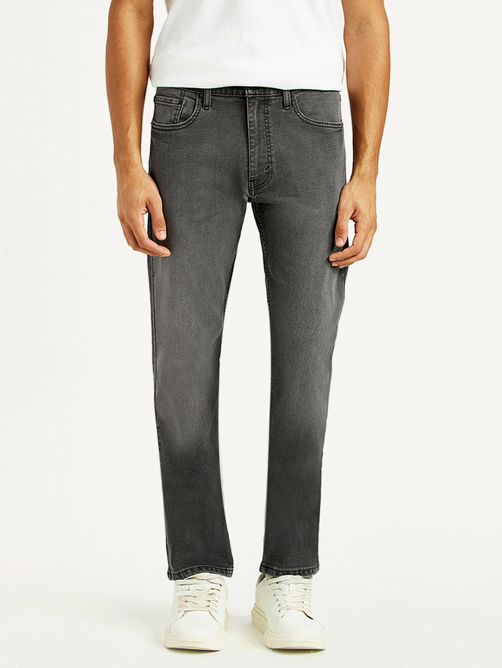 Men's 513 Grey Slim Straight Fit Mid Rise Jeans - Front View