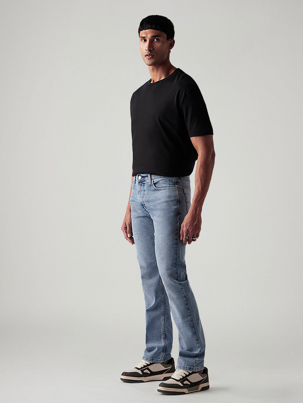 Men's 513 Light Blue Slim Straight Fit Mid Rise Jeans - Side View