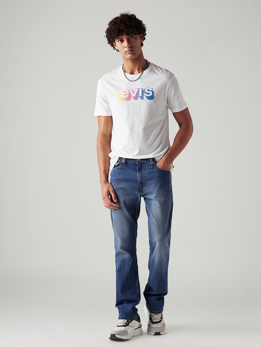 Men's 513 Blue Slim Straight Fit Mid Rise Jeans - Styleshot View