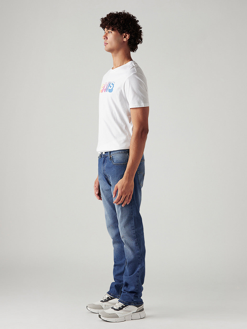 Men's 513 Blue Slim Straight Fit Mid Rise Jeans - Side View