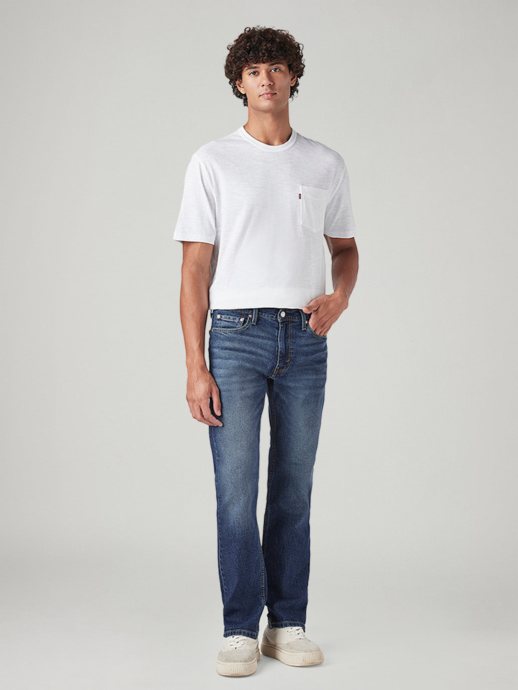 Men's 513 Blue Slim Straight Fit Mid Rise Jeans - Front View