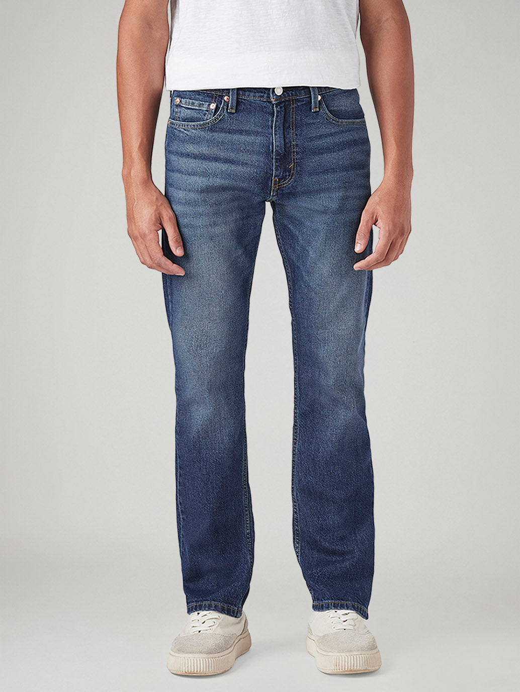 Men's 513 Blue Slim Straight Fit Mid Rise Jeans - Front View