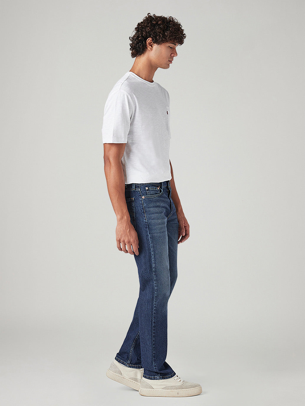 Men's 513 Blue Slim Straight Fit Mid Rise Jeans - Side View