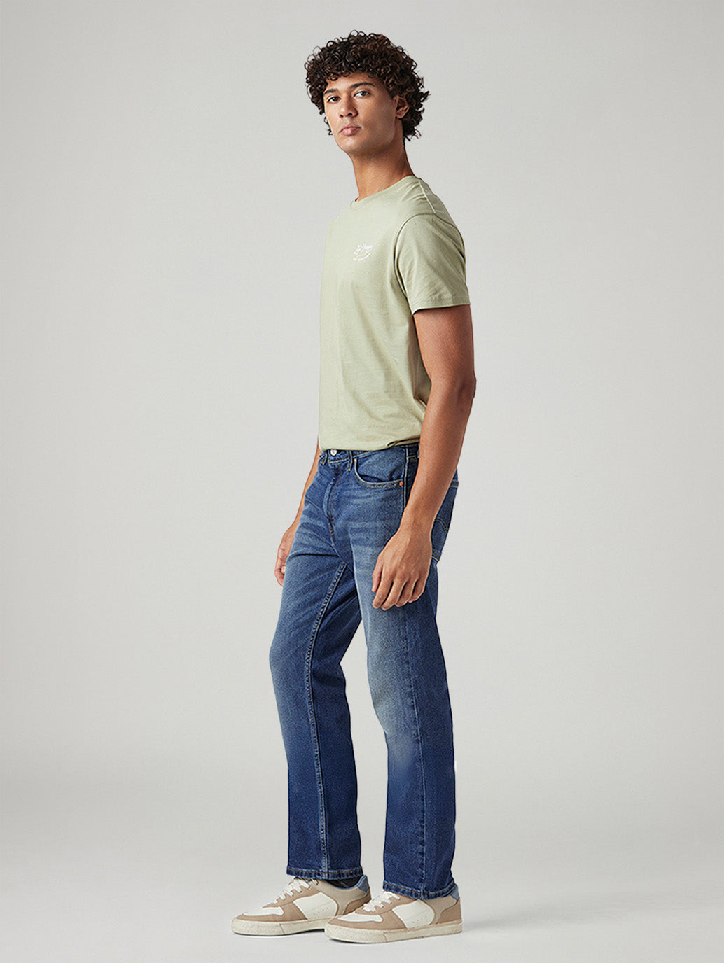Men's 513 Blue Slim Straight Fit Mid Rise Jeans - Side View