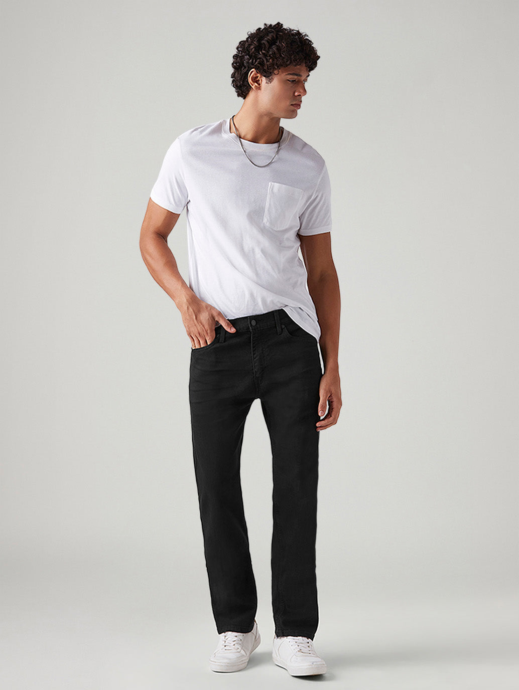 Men's 513 Black Slim Straight Fit Mid Rise Jeans - Styleshot View