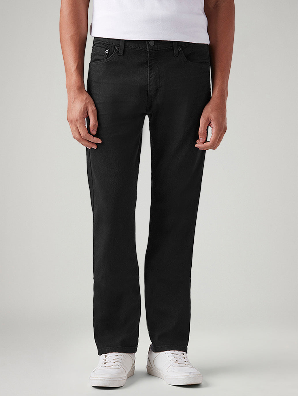 Men's 513 Black Slim Straight Fit Mid Rise Jeans - Front View
