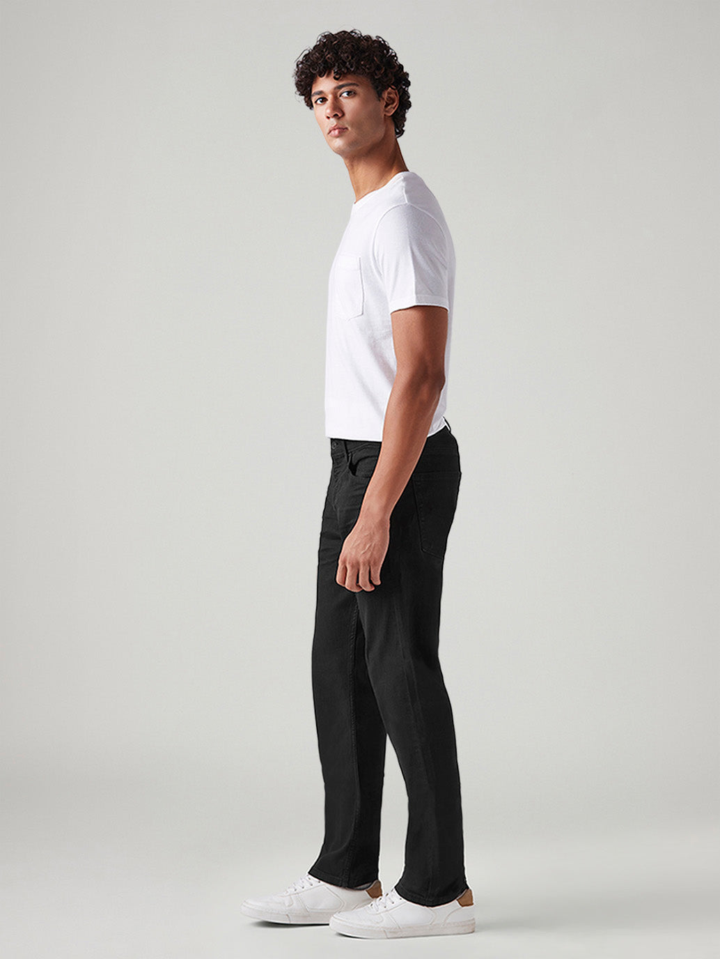 Men's 513 Black Slim Straight Fit Mid Rise Jeans - Side View