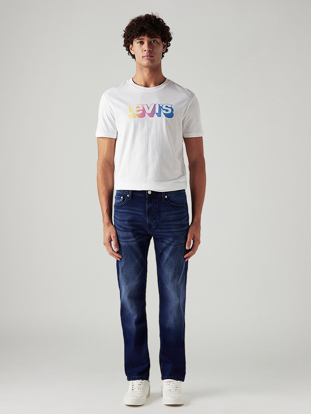 Men's 513 Dark Blue Slim Straight Fit Mid Rise Jeans - Front View