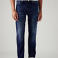 Men's 513 Dark Blue Slim Straight Fit Mid Rise Jeans - Front View