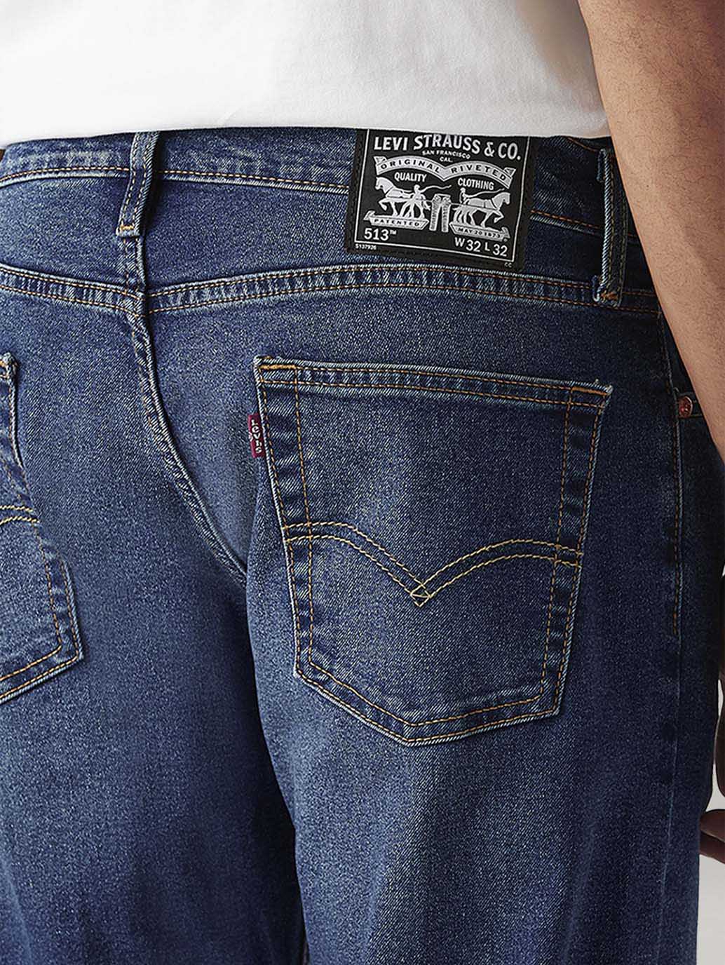 Men's 513 Dark Indigo Slim Straight Fit Mid Rise Jeans - Detail View