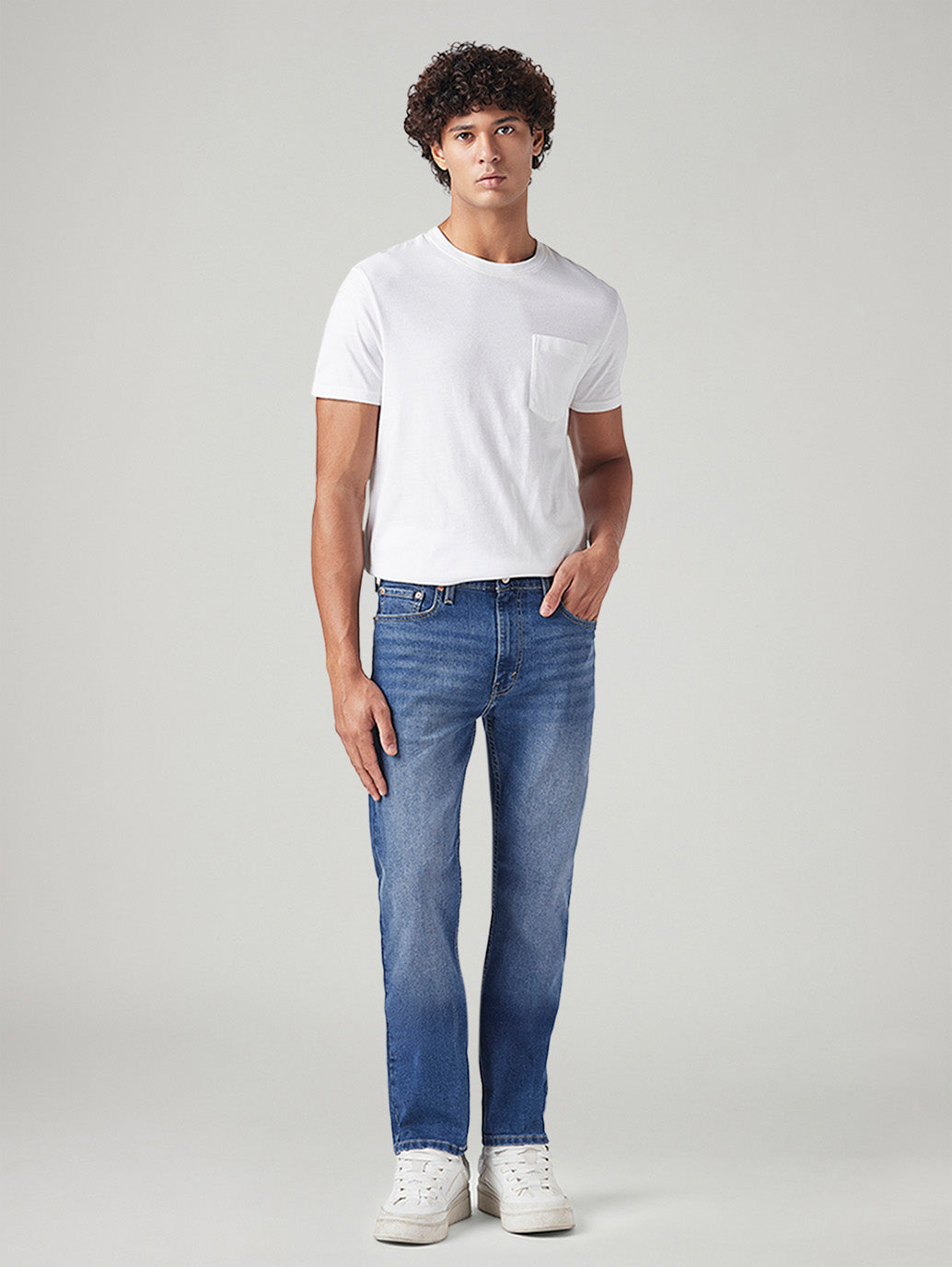 Men's 513 Med Indigo Slim Straight Fit Mid Rise Jeans - Front View