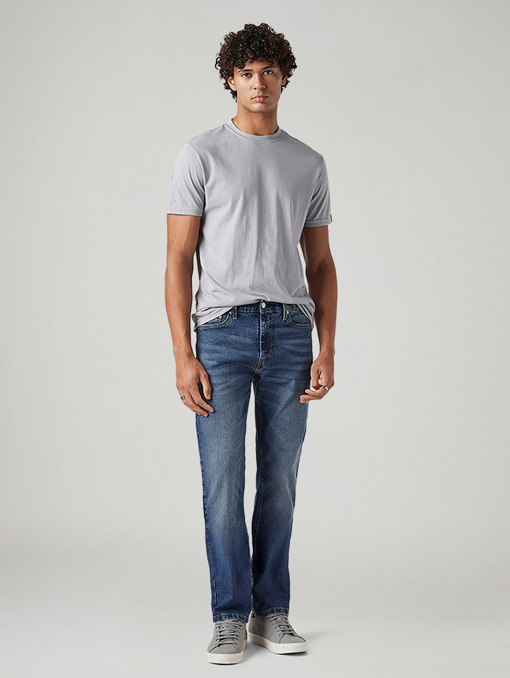 Men's 513 Blue Slim Straight Fit Mid Rise Jeans - Styleshot View