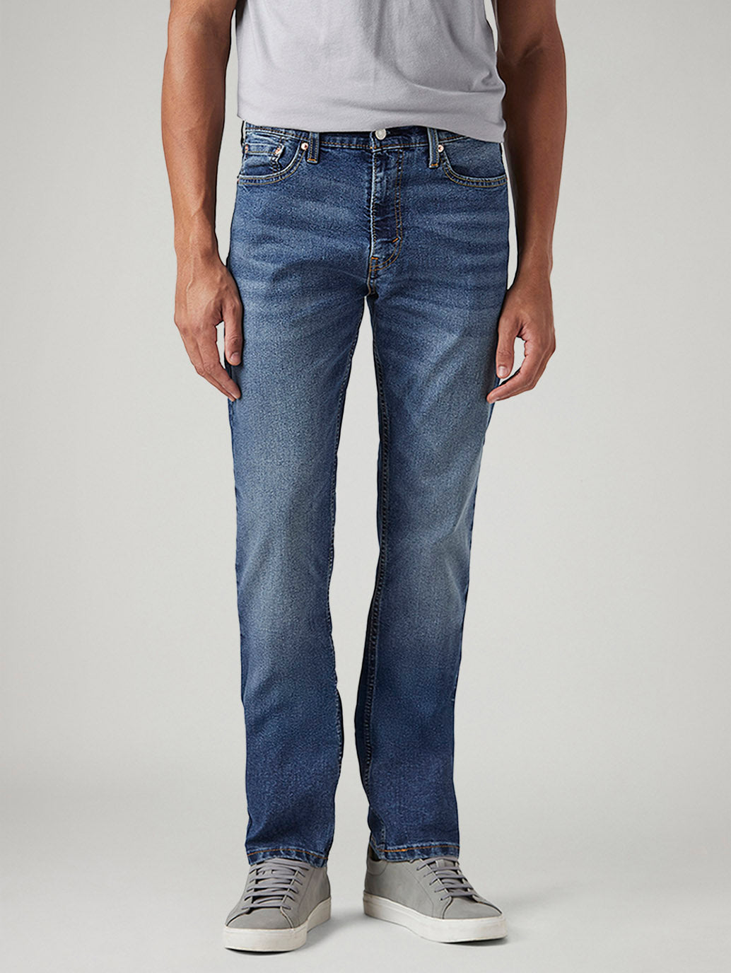 Men's 513 Blue Slim Straight Fit Mid Rise Jeans - Front View